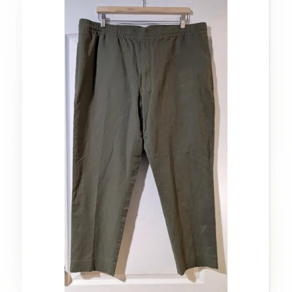 NWT Club Monaco | Men's Elasticated Linen Blend Trousers in Olive Green - Picture 6 of 16
